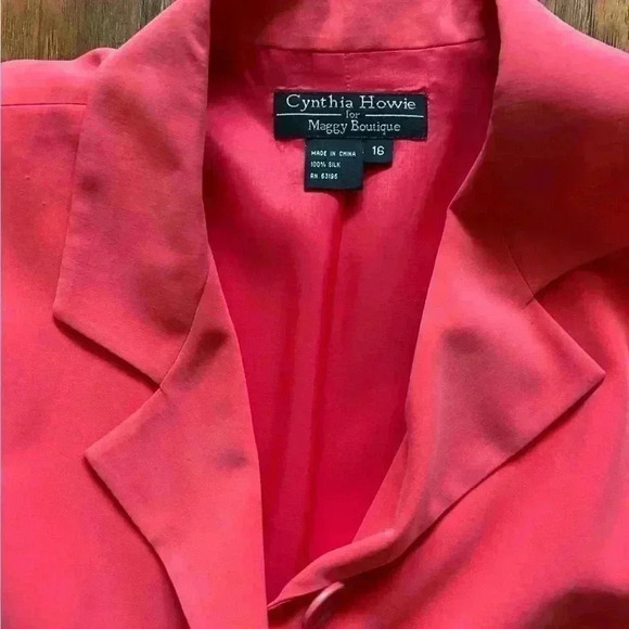 Cynthia Howie 100%  Silk Coral Button Front Dress Tall Women’s Size 16 - Picture 6 of 6